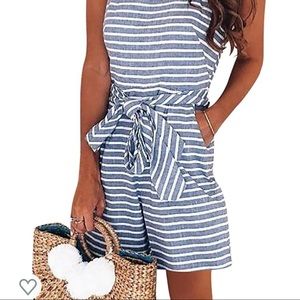 Women’s Casual Striped Sleeveless Jumpsuit Romper,